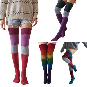 Athletic Socks Hirigin Fashion Sticked Dye-Tie Womens Warm Foot Cover Dress Up Color Block Accessories Party Thick Leg Kvinna