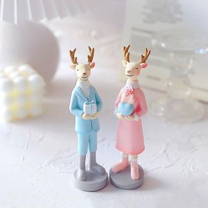 Festival Malzemeleri Reçine Geyik Çiftleri Düğün için Kek Toppers Sevgililer Günü Partisi Dekorasyonları Yıldönümü Aşk Hediyesi