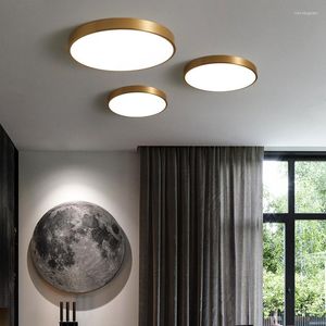 Ceiling Lights Nordic Led Lamp Ultra Thin Bedroom Copper Corridor Circular Simple Modern Living Room Dining