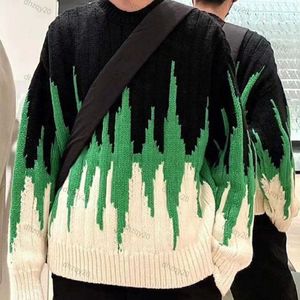 병 스웨터 디자이너 스웨트 셔츠 겨울 까마귀 검은 녹색 대비 자카드 캐주얼 라운드 넥 풀오버 양모 남자와 여자 니트 따뜻한 티셔츠 캐주얼 셔츠