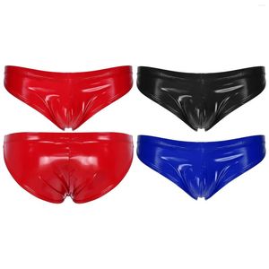 Underpants #EM-XXL Men Low Rise Patent Leather Briefs Lingerie Underwear Nightclub Pole Dancing Show Costume Clubwear