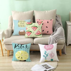 Pillow Leaves Summer Fruit Print Pattern Home Decor Pillowcase Square Office Cover Tropical
