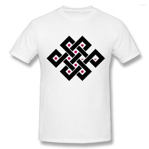 M￤ns T-skjortor Mens H￶gkvalitativa bomullstibetansk o￤ndlig knut Evig o￤ndlighet Diy O-hals Kort ￤rmpojke Skjorta Big Size S-5XL