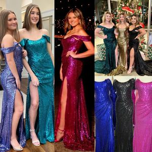 Sequin Uzun balo elbisesi 2K23 OFUSUZ KULLANIM KARSET KIZ MAHKEMESİ Isınma Resmi Akşam Düğün Partisi Pageant Gala Pist Kırmızı Halı Emerald Royal Gold