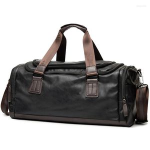 Duffel Bags Waterproof Leather Travel Bag For Men Handbags 2022 Vintage Duffle Pu Weekend Palaestra PT1211