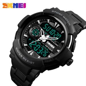 SKMEI Outdoor Sport Top Luxus Uhr Männer PU Strap 5Bar Wasserdichte Uhren Dual Display Armbanduhren relogio masculino 1320245q