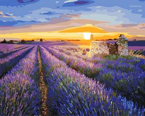 Paintings Unframe Diy Picture Oil By Numbers Paint Number For Home Decor Canvas Painting 5065cm Lavender Field