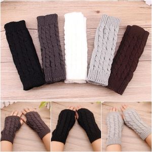 Knee Pads 1 Pair Women Mittens Fingerless Arm Warmers Knitting Woolen Sleeve Winter 30cm Unisex Crochet Glove YG126