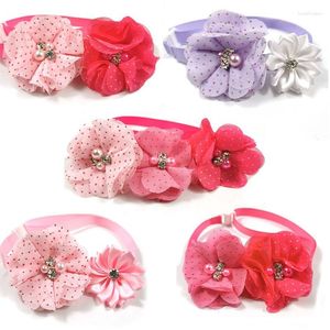 Dog Apparel 50/100pcs Valentine's Day Pet Cat Bowties Collar Pink Flowers Bow Tie Neckties Small Bows Grooming Supplies