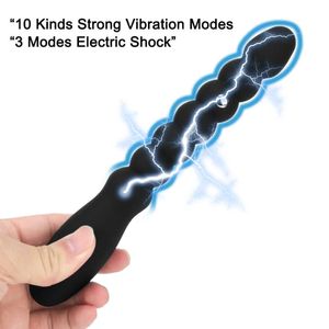Skönhetsartiklar sexiga leksaker för män gay anal pärla rumpa plug vibrator prostata stimulator vattentät 10 frekvens elektrisk chock