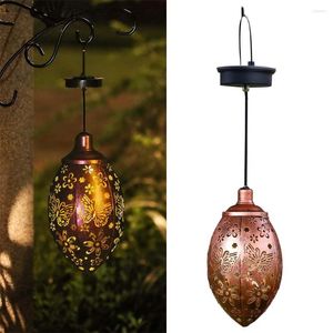 Solar Powered Hanging Light Garden Decoration RGB Butterfly Flower IP67 Waterproof Retro Metal Lamp For Patio Yard Balcony