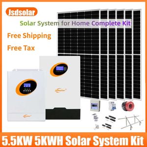 5WKH 51.2V 100AH LifePO4バッテリーを備えたJSDSOLAR 5500Wソーラーシステム5.5KW MPPTインバーター6PCS 400W PVパネルオフグリッドシステム