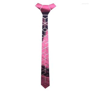 Bow Ties Acrylic Mirror Men Shiny Necktie Fashion Jewelry Pink Skinny Diamond Plaid Geometric Slim Bling