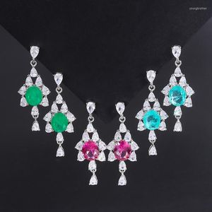 Dangle Earrings Emerald Gemstone Crystal Water Droplet Women Aesthetic Accessories Wedding Bridal Giftury Luxury Fashion Tassel Jewelry
