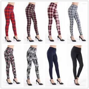 Leggings da donna 2022 Fitness femminile Donna Primavera Autunno Stampa scozzese a righe Lady Sexy Pantaloni a matita sottili Calzas Deportivas Gamba