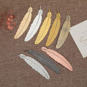 Fashion Metal Feather Bookmark Document Book Mark Label Golden Silver Rose Gold Bookmark Office School Supplies SN578