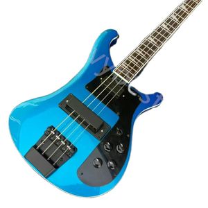 LvyBest Electric Guitar Flame Custom Maple Top 4 Strings Bass Guitar em cor roxa