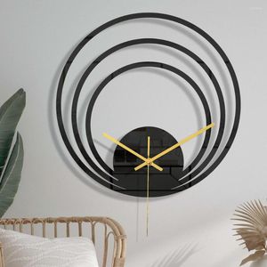 Wall Clocks Black Ring Clock Curve Aesthetics Saat Pared Saati Transparent Dial Vintage Digital Watch Horloge Quartz