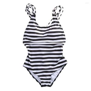 Menas de banho feminina 2022 verão sexy maiô feminino listrado acolchoado de uma peça Monokini Bikinis Ladies Bathing de uma peça