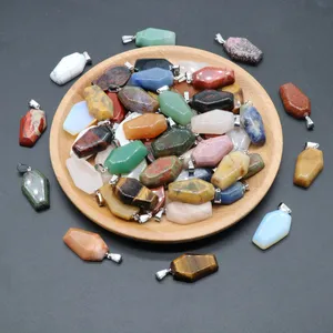 Natural Healing Stone Coffin Shape Charms in pietre preziose semipreziose chakra di colore misto per la creazione di gioielli