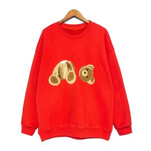 Felpe con cappuccio da uomo firmate con felpe rosse orso ricamo marchio orsacchiotto Maglione esplosione felpa con cappuccio stile girocollo manica lunga unisex