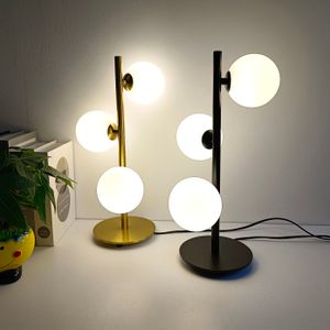 Bedroom Table Lamp Reading Light Living Room Decoration Desk Lighting Nordic style Iron Plating Milk White Glass Lampshade