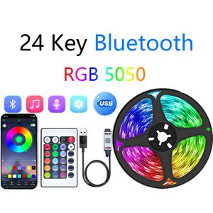 مصابيح شريط LED مع 24 مفتاح Bluetooth التحكم في التلفزيون الخلفية شريط المزامنة لزينة غرفة النوم SMD5050