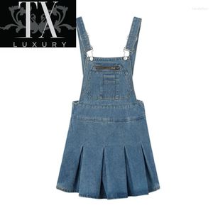 Casual Dresses Blue Kawaii denim Summer Harajuku Suspender Pleated Mini Dress Fashion Chic Sweet Korean Style Female Clothing