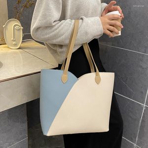 Evening Bags Fashion Ladies Shoulder Bag 2022 Casual Large Capacity Synthetic Leather Colorblock Portable Underarm