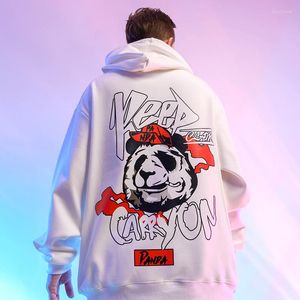 Męskie bluzy z kapturem Hip Hop Streetwear Harajuku nadruk Bluza 2022 Winter Pullover Panda Style Casual