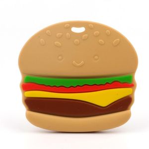 Gıda Sınıfı hamburger cips silikon teether karikatür bebek teether hemşirelik oyuncaklar bebek dişi soothers oyuncak