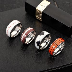 Cluster Rings Ball Ring Baseball Football Basketball Rugby Soccer Smycken Rostfritt stål Fashion Sports Male Simple Men Women