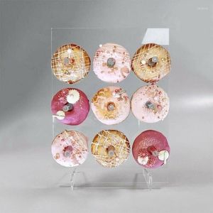Party Decoration 1Pcs Acrylic Donut Display Stand Wedding Birthday Cake Transparent Rack Storage Semi-circular Dessert