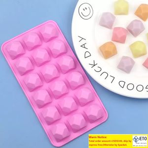 18 Cavidade diamante molde de silicone para geléias de chocolate Candy e pudim de molde de molde de cubo de gelo antiaderente Ferramentas