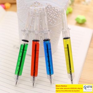 1000pcs Creative Ballpoint Pens syringe needle Ballpoint Pens needle ball pen trick of childrenfor students Ink Color black or blue