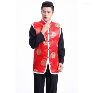 Men's Vests Traditional Men Chinese Style Tang Suit Print Vest Thicken Goden Clothes For Mens Year China Fashion Clothing 2022 TA1191