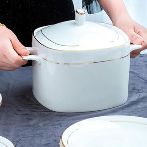 Płytki Nordic White Ceramic Stołów stołowy Zestaw Single Basin Tray Bowl Kuchnia Nowoczesna duża kolacja luksusowy deser uroczy talerz