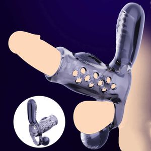 Beauty Items Penis Sleeve Vibrator for Men Reusable TPE Cock Enlarger Extender Delay Ejaculation G Spot Clitoris Stimulator sexy Toy