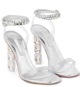 Women Sandal High Heel Design Design Design Shoes Aura Sandal 105mm Creators Songlised Satin Sonchals مع Box 34-43