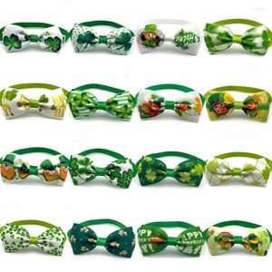 Köpek giyim 30/50pcs Pet St Patrick's Day Bow Tie Yeşil Stil Malzemeleri Küçük Kedi Bowtie yaka Nekties Tımar Aksesuarları