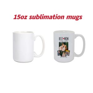 15oz Sublimation White Mugs Blank Coffee Mugs personalized heat transfer Ceramic Water Cup Party Gift beverage cups