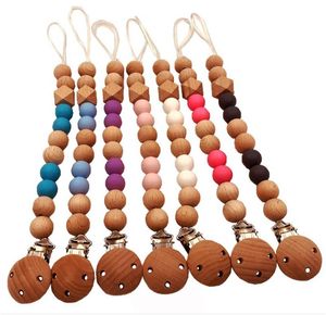 Bambini per ragazzi clip della catena del ciuccio di legno per perle di rilievo per perle di rilievo per le gocce di ciucini.