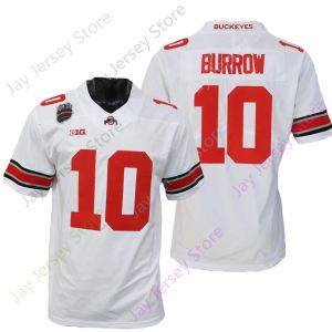 State Football Jerseys 2022 New NCAA College Ohio Buckeyes Football Jersey 10 Joe Burrow Red White Size S-3XL All Stitched Youth Adult