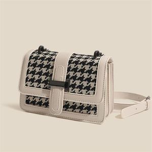 Bolsas de crossbody para mulheres bolsas de presente para o ombro de tamanho médio de textura formal houndstooth streehy231z