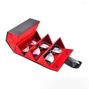 Smycken påsar lådan hängande rem rymdbesparande 5 slotsglasögon fodral för glasögon fodral fällande solglasögon täcker kork