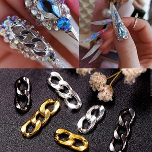 Nail Art Decorations 20PCS Silver/Gold/Black Chains Supplies Metal Punk Pendant Ornaments DIY Design For Manicure Tips