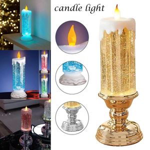 LED Water Candle Decorations Color Changing Electronic Rechargeable Waterproof LED with Glitter Candles Usb Charging Home Decoration BBD04