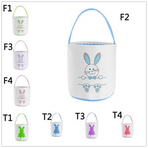 Easter Rabbit Basket Festive Bunny Bag Rabbits Paw Printed Canvas Egg Candies Kids Party Gift RRA679