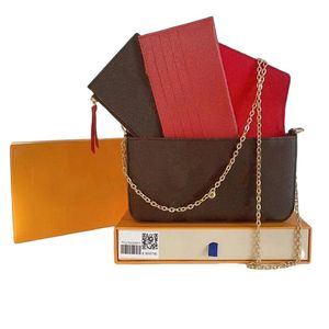 デザイナーバッグお気に入りマルチアクセサリー 3 個セット女性クロスボディレディース財布メッセンジャーバッグハンドバッグ花ショルダー女性レザーとボックス 61276 2231 卸売