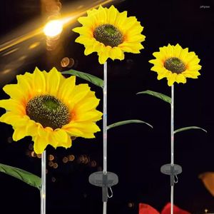 Solar-Sonnenblumen-Rasenlampen, Sonnenblumen-Lampe, Boden-Plug-in-Licht, für den Außenbereich, Weg, Garten, Dekoration, Hoflandschaft